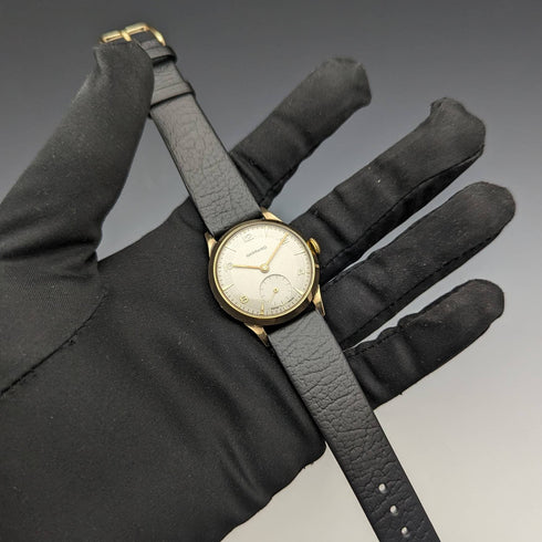 1955 British vintage Garrard K9 solid gold case gentleman's watch works well in box